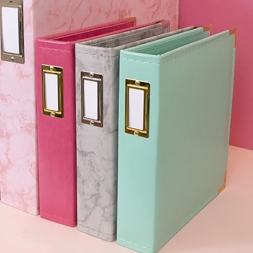 Miniatura 6 de Craftelier - Álbum de fotos de cuero ecológico con cubiertas rosas de chicle de color rosa, 2 anillos y 5 fundas de 6.3 x 8.5in (6 x 8 pulgadas)