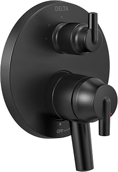Delta Faucet Trinsic 17 Series 3-Setting Integrated Diverter Valve Trim Kit, Black Diverter Valve Trim Kit, Shower Trim Kit, Matte Black T27859-BL (Valve Not Included)