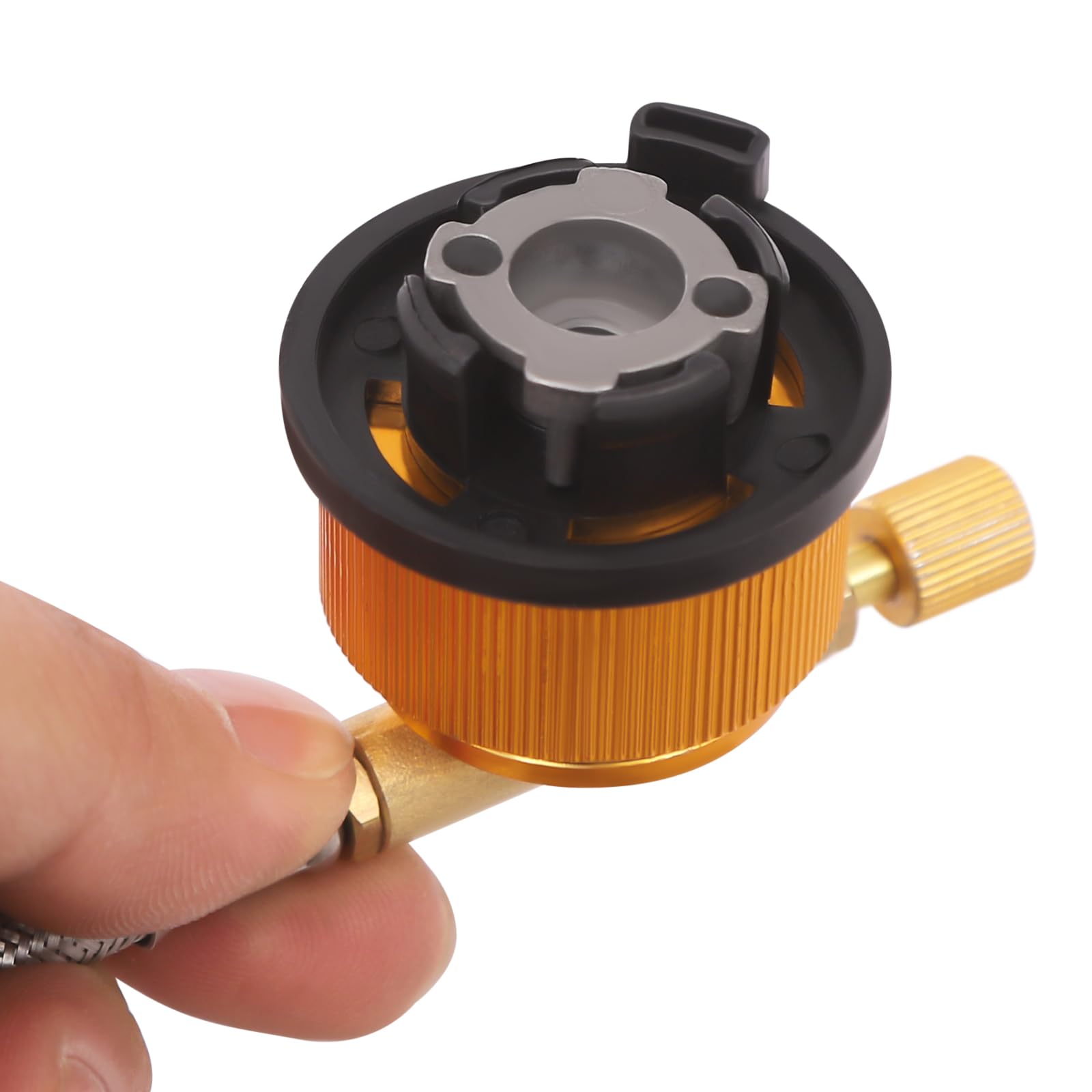 Hornillo portátil con 3 adaptadores, a prueba de viento, de gas, estufa de camping con encendido piezoeléctrico, estufa de gas portátil, para camping, trekking, senderismo, picnic