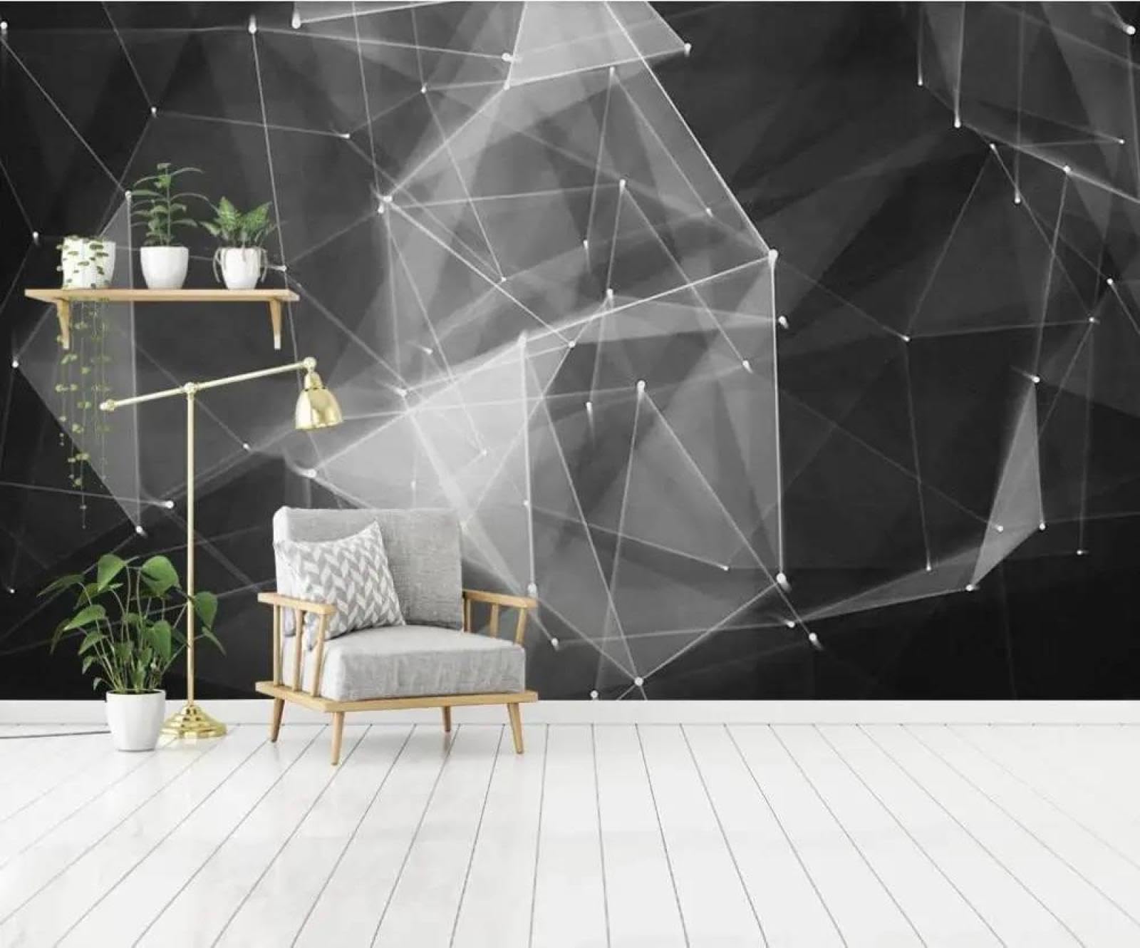 Papier peint mural de ligne graphique irrégulière 3D ILIYA intissé