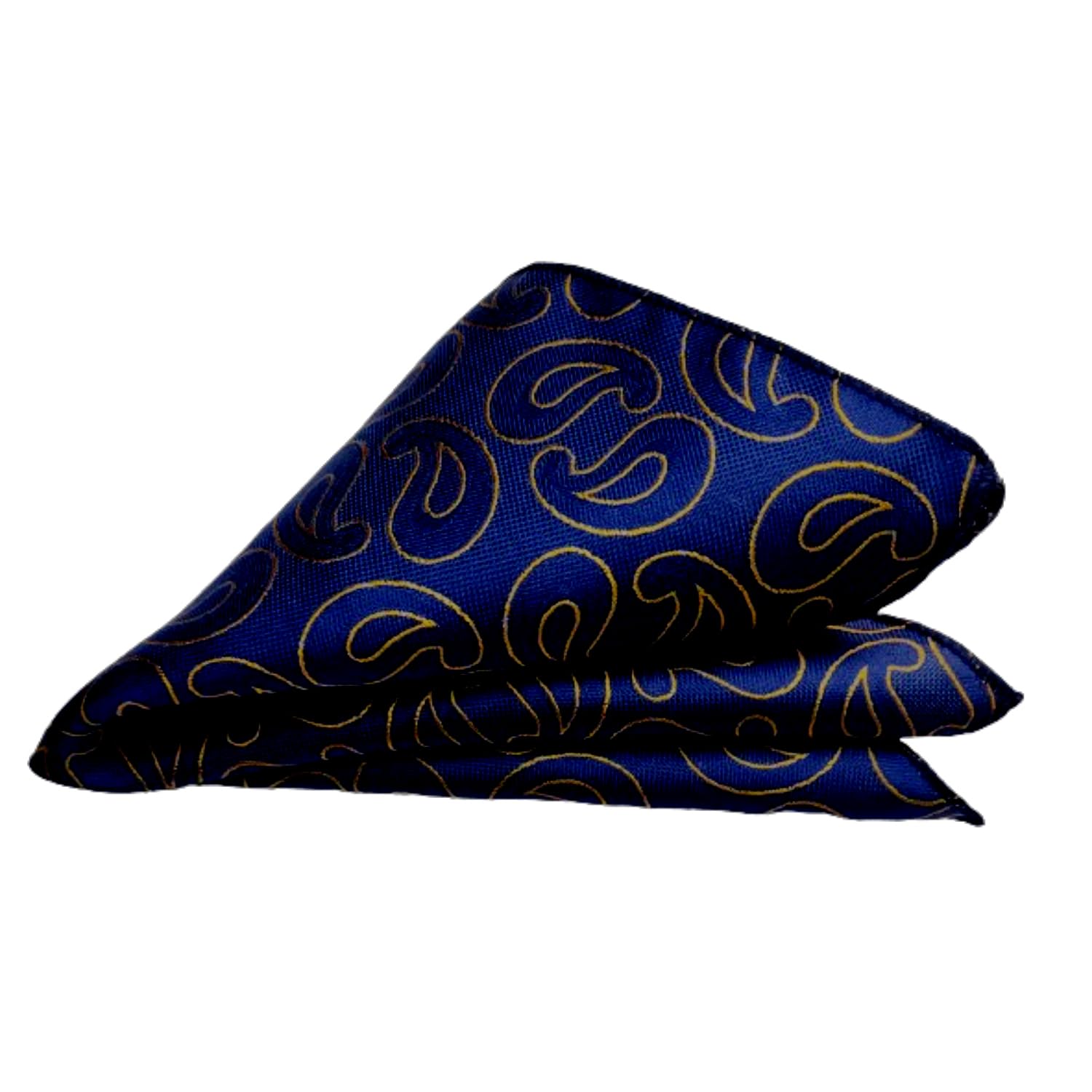 France Men's Pocket Square checked paisley design Gold Beige color free size Microfiber fabric (Blue Gold)-image-29