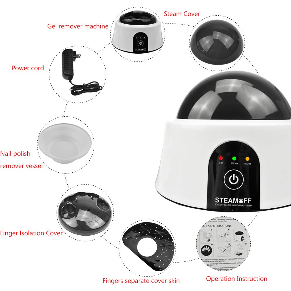Nail Remover Steam Nail Polish Remover Machine Set, Portable Nail Steamer Steam Off Gel Nail Remover Machine for Nail Polish, Electric Acetone Steamer Finger Nail Remover with 100PCS Nail Cleaner Pads : Beauty & Personal Care