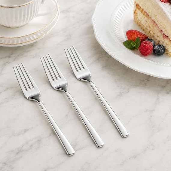 Yemek Çatalı, 6'lı Paslanmaz Çelik Çatal Seti, Gümüş Metal 20 cm, 6 Adet