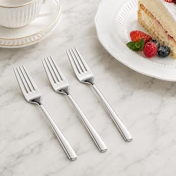 Yemek Çatalı, 6'lı Paslanmaz Çelik Çatal Seti, Gümüş Metal 20 cm, 6 Adet