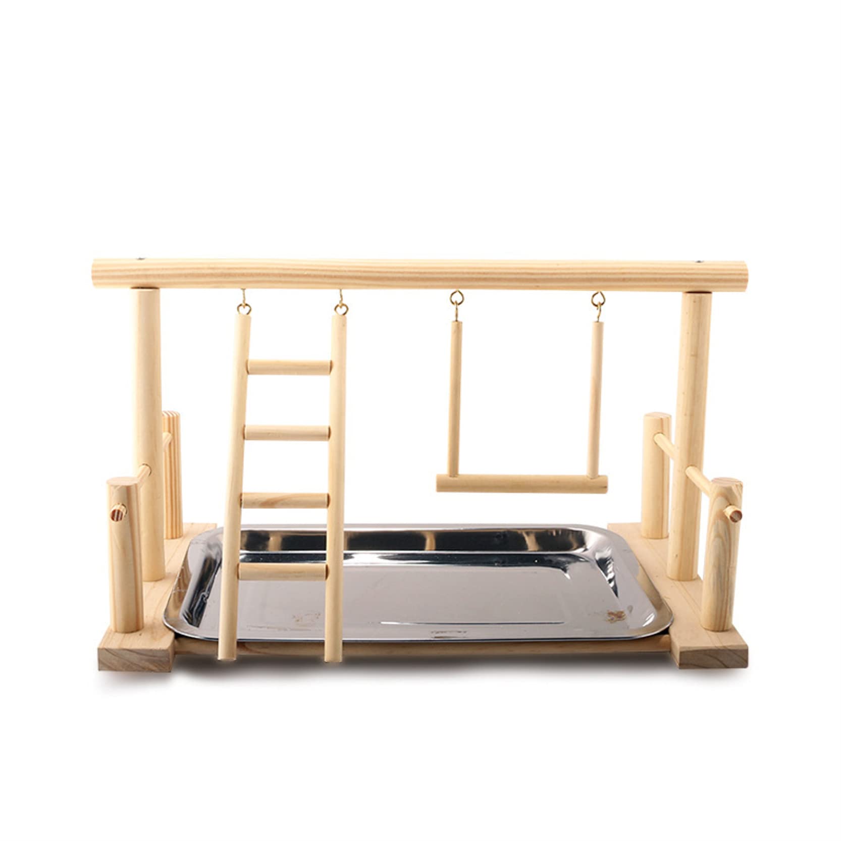 RoseFlower Supporto per Uccelli in Legno, Palestra per Pappagallo Portatile da Tavolo con Posatoi e Scale