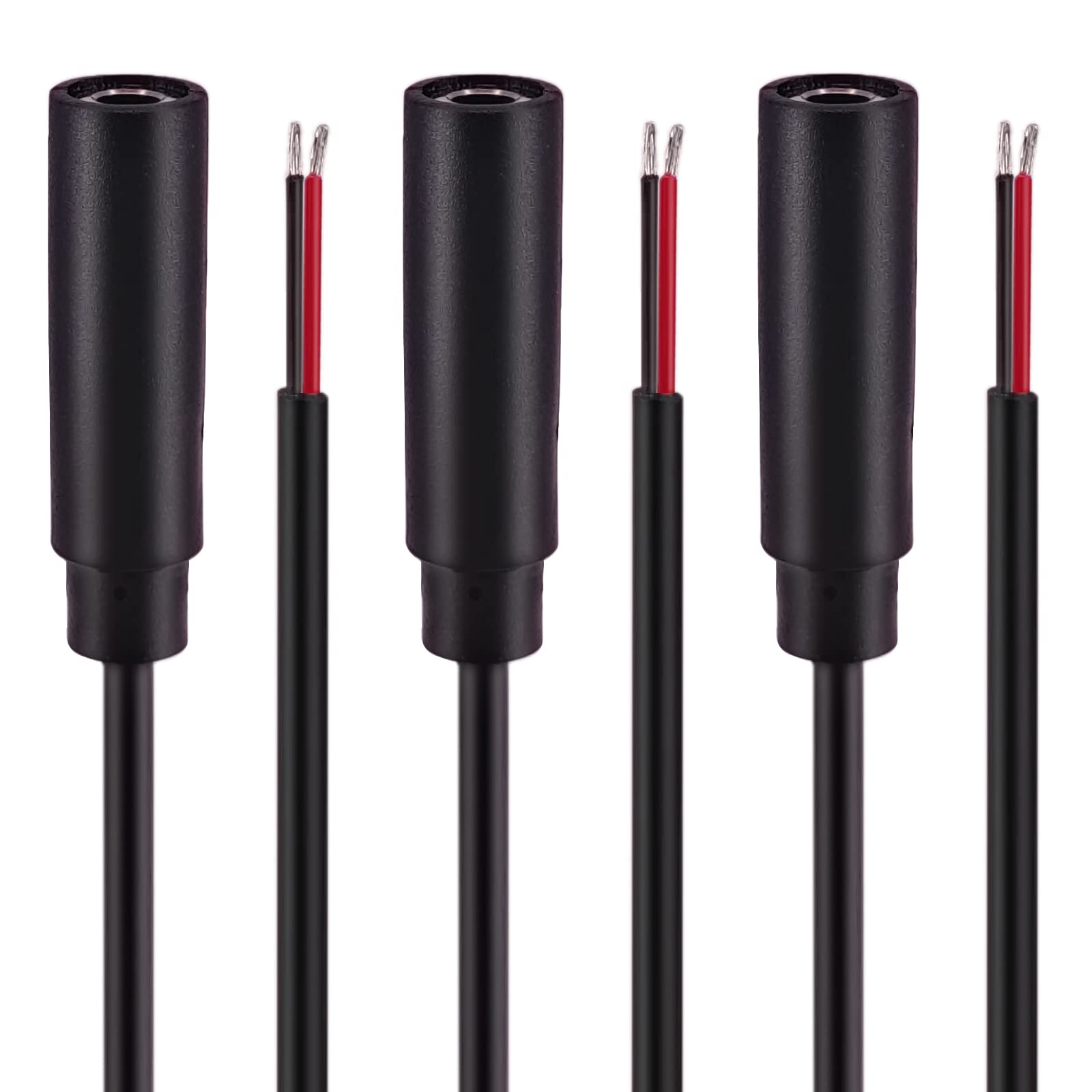Yeebline 3.5mm Ends to Bare Wire, 3-Pack 0.6FT Replacement 3.5mm Female Plug to Bare Wire Open End TS 2 Pole Mono 1/8