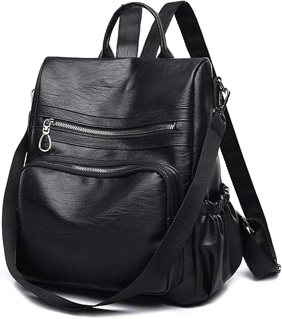 Women's Fashion Backpack , ANTAU Black Bags for Women Anti Theft Leather Backpacks Womens Ladies Rucksack Elegant Handbags Casual Travel School Bags