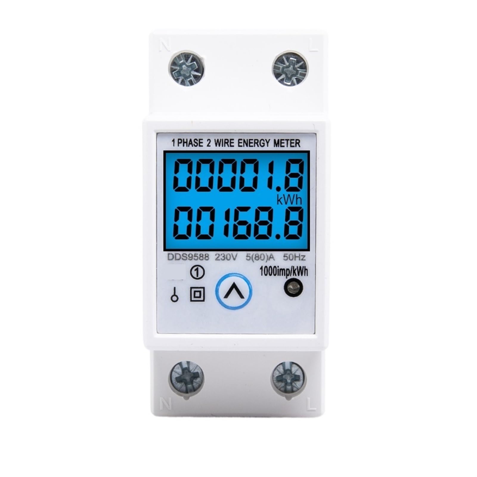 Wattmètre électronique DDS9588 compteur KWh din rail rétroéclairé AC 230V