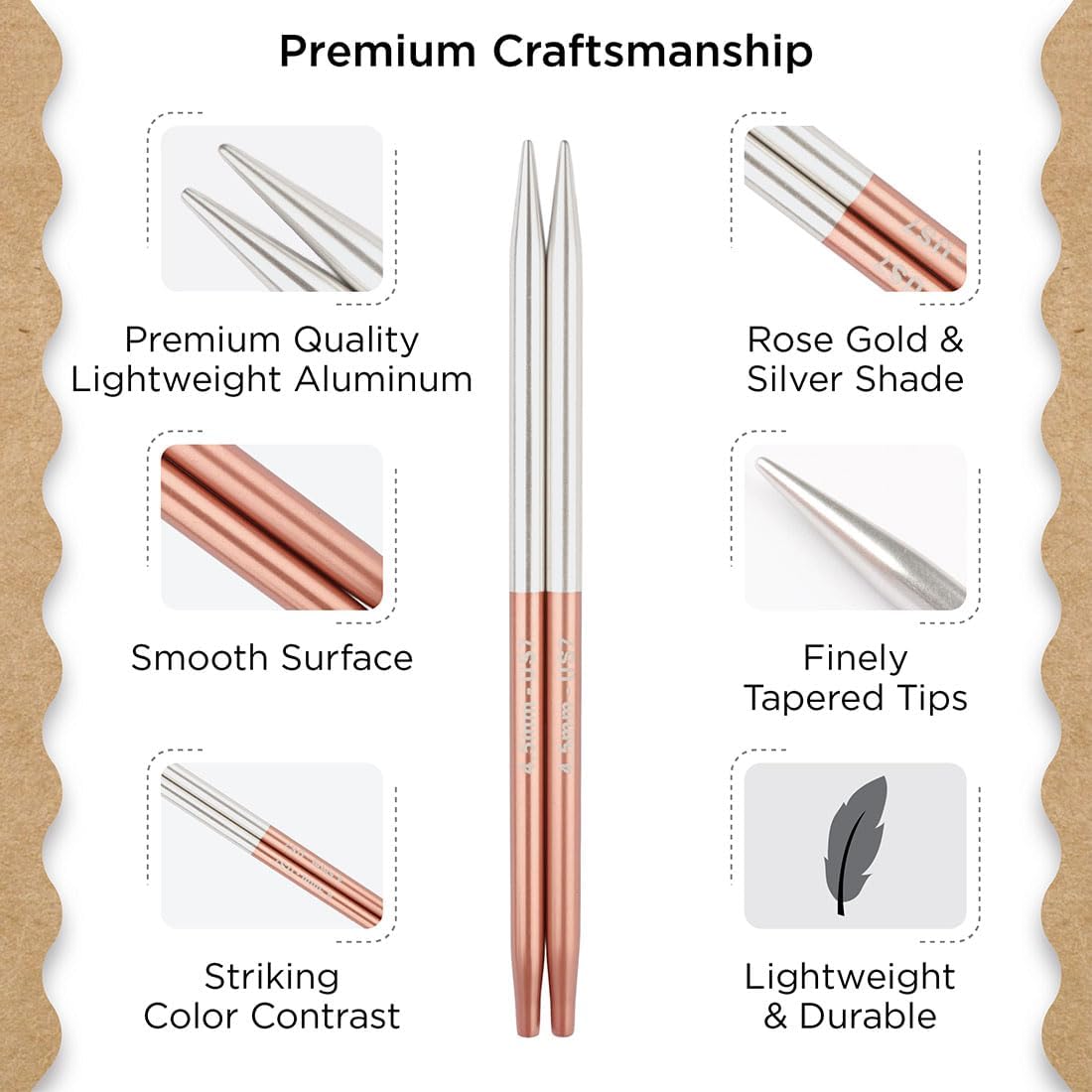 Knitter’s Pride Rosemist Midi Interchangeable Needle Set 5"" (13cm) – 7 US Sizes (2.5 to 8)