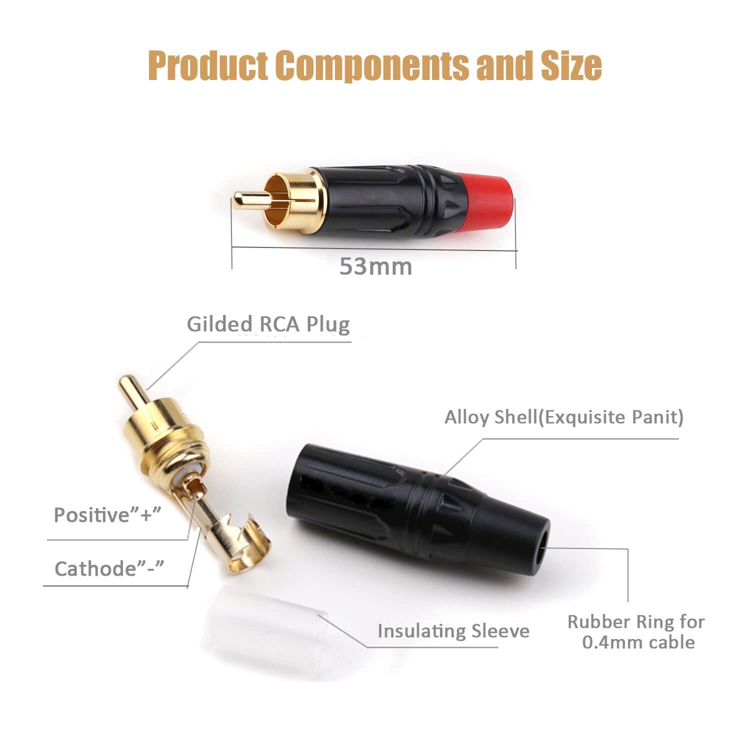 RCA Plugs to Speaker Bare Wire Cables Adapter, HiFi Sound Quality Connector for Audio Video Cable Repair, Speaker Cord - 2 Pack - Image 2