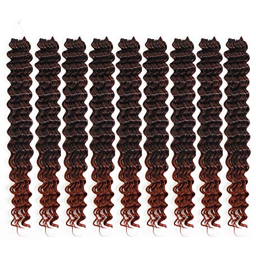 9 Packs Deep Wave Crochet Hair Deep Twist Crochet Braid Low Tempreture Kanekalon Synthetic Hair Extension 15 Strands/Pack (18" 9Packs, T350)
