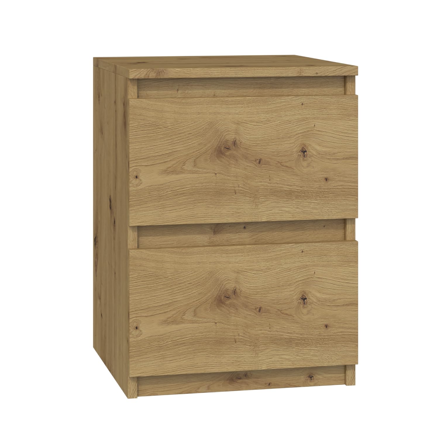 WHATSIZE ENTERPRISE – Moderna – Bedside Cabinet – Contemporary 2 Drawer Wood Bedside Table & Night Stand - Office, Lounge & Bedroom Furniture Storage Cabinet, Artisan — image 1