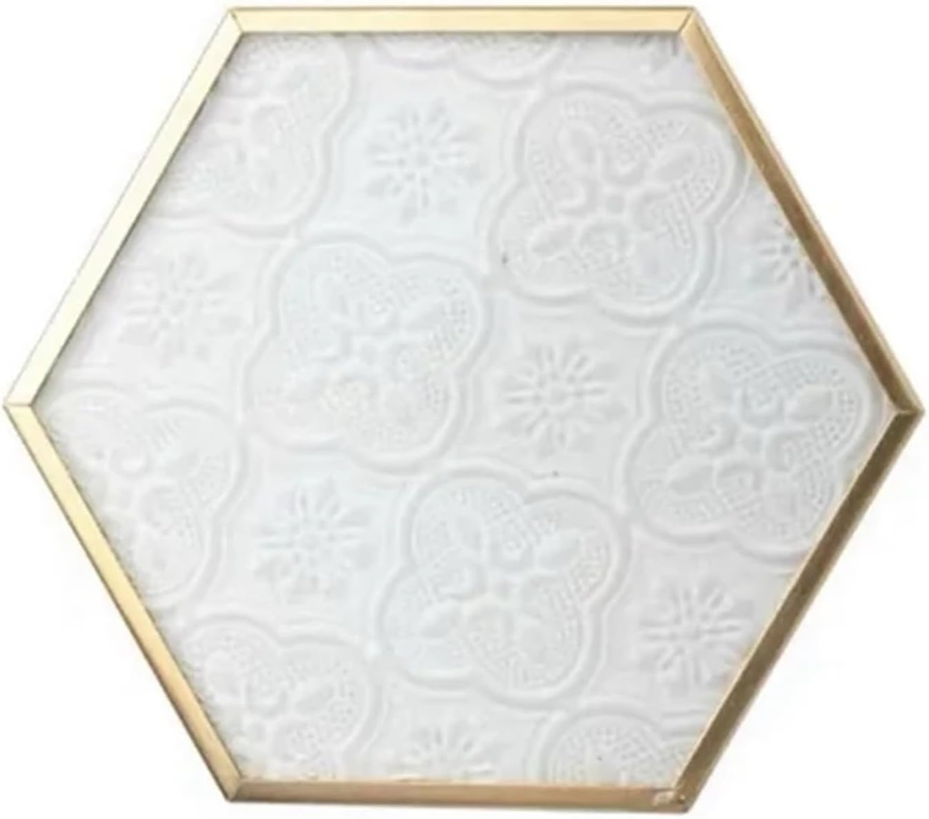 Window Grille Glass Coaster Copper Embossed Pattern Hexagonal Dining Insulation Pad