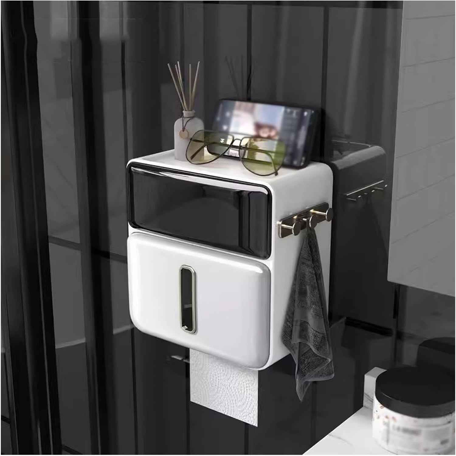 GRFIT Tissue Box Holder Wall Mounted Tissue Holder, Tissue Box, Facial Tissue Case, Adhesive Tissue Holder for Bathroom, Bedroom, Dinner Table, Office Napkin Holder (Color : C)