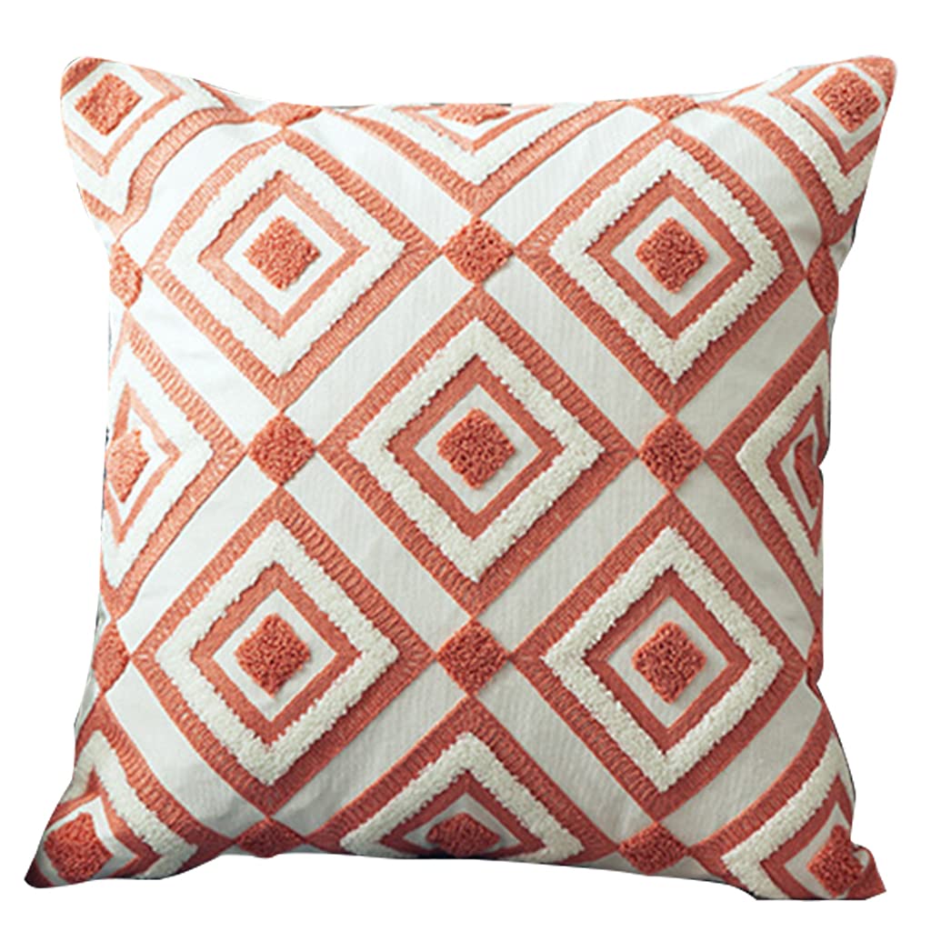 Jazuaiao Geometric Embroidery Cushion Cover 45x45cm Abstract Pillow Cover for Living Room Sofa Home DecorationYellow Gray