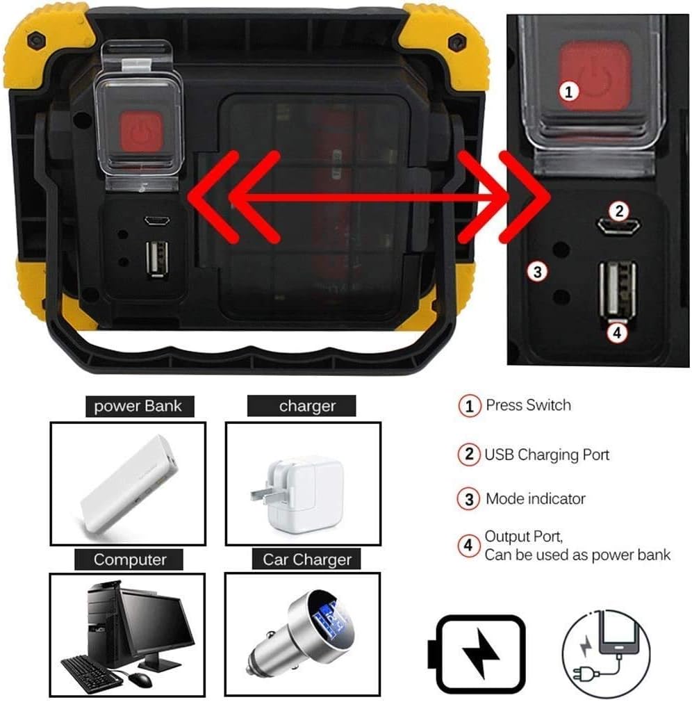 SLFFLS Lights 10W USB Rechargeable Spotlight Ip65 Waterproof Work Light with Mode for Garden Garage Outdoor Security Lighting (Color : B/B