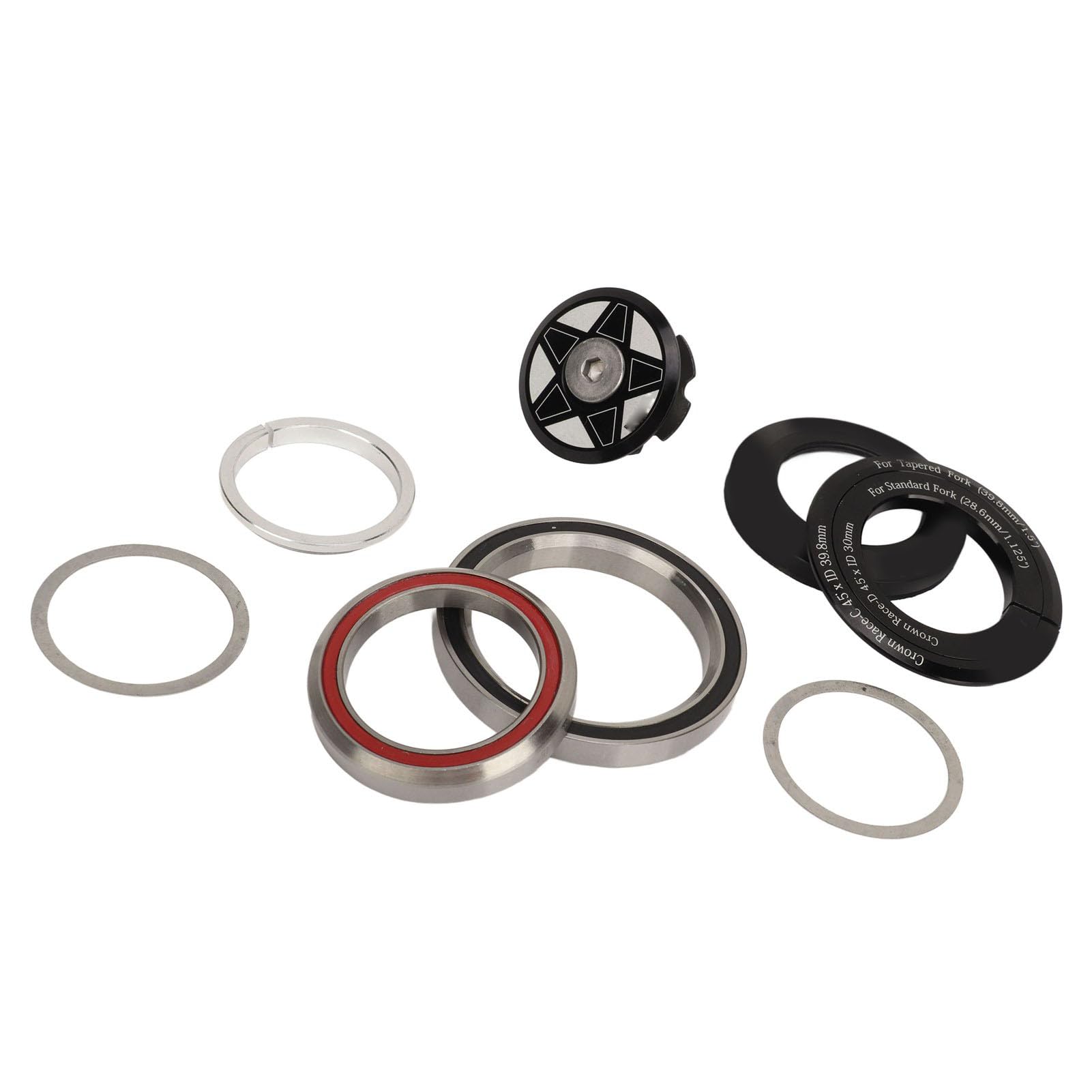 Pilipane Bicycle Headset Kit Aluminum CNC Processing Bicycle Headset Star Nut for 41.8 to 52mm Tapered Headtube with 28.6mm Straight Fork or 1.5inch Taper Fork