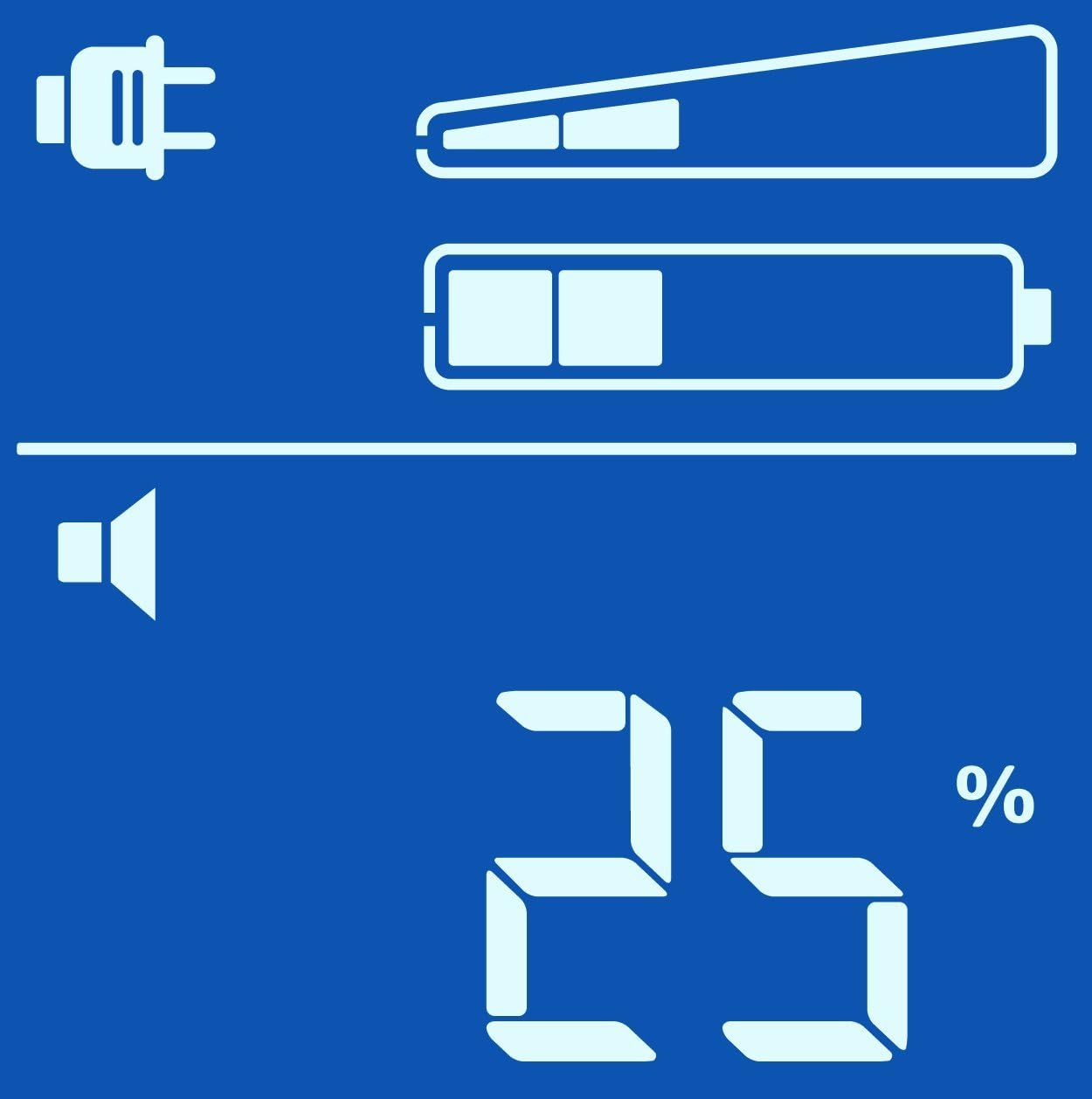 UPS-display viser 25 procent belastning