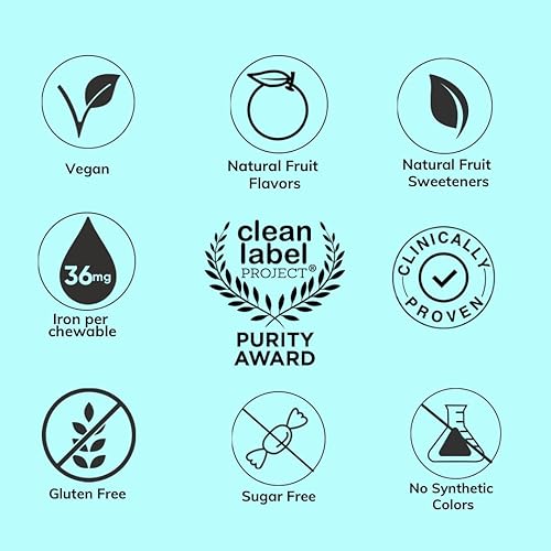 Miniatura 4 de NovaFerrum Pow | Suplemento de hierro masticable para adultos | Anemia | 36 mg de hierro | 90 porciones | Sin azúcar | Vegano