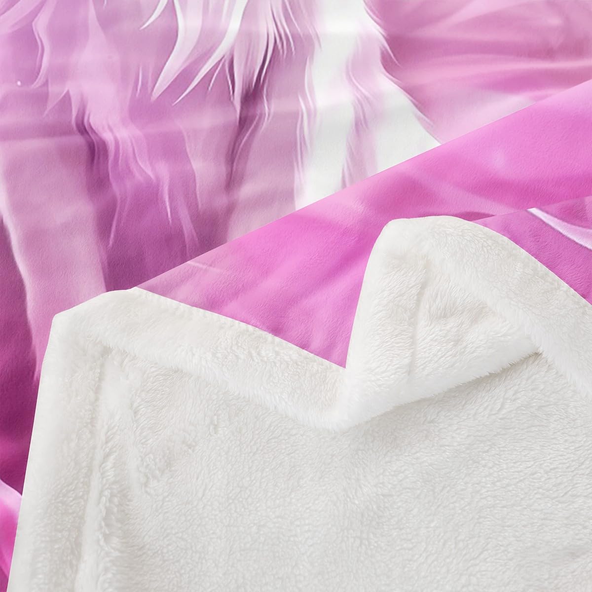 Erosebridal Arctic Fox Fleece Blanket Nine Tailed Fox Sherpa Blanket 90"x90", Mythical Animals Jungle Wildlife Magical Fuzzy Plush Throw