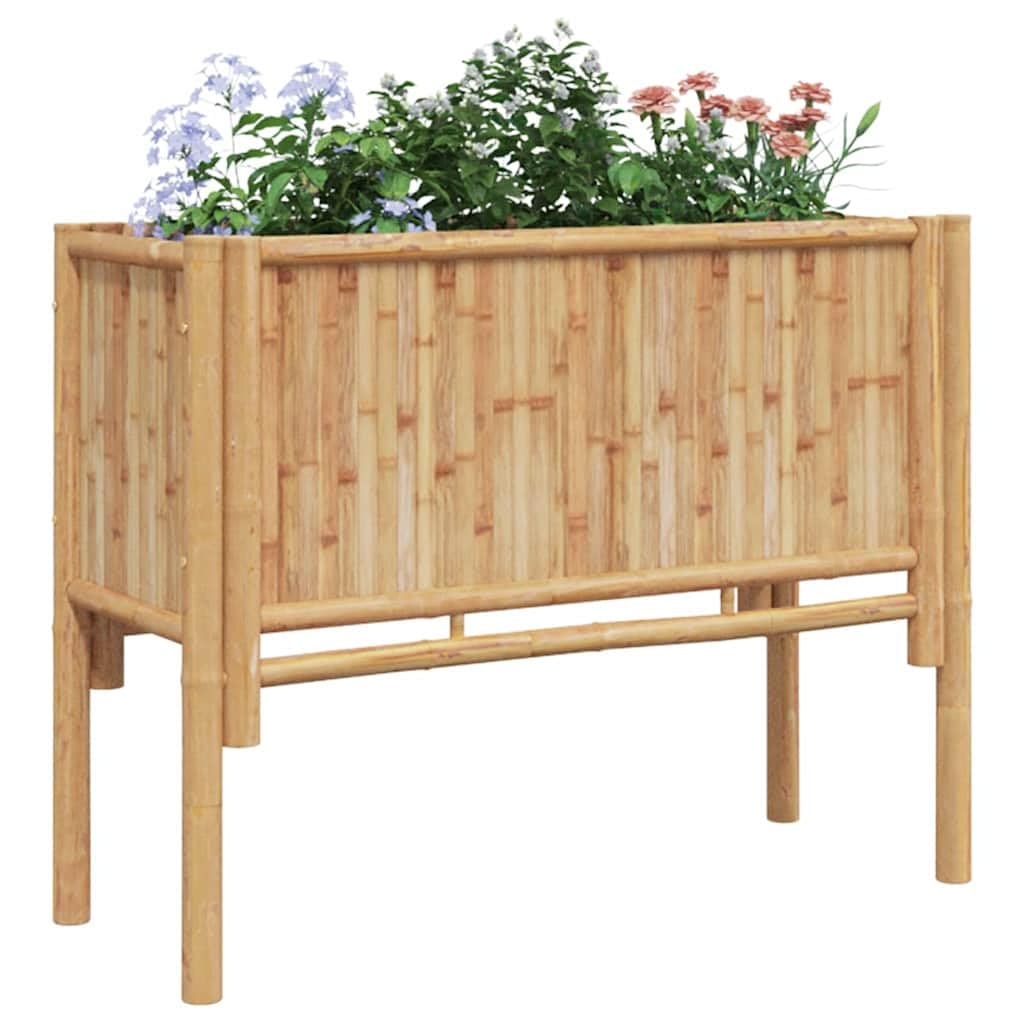 Hochbeet Braun aus Bambus 90 x 35 x 70 cm Pflanzgefäß für Balkon Terrasse Garten Outdoor winterhart frostfest mit Montage