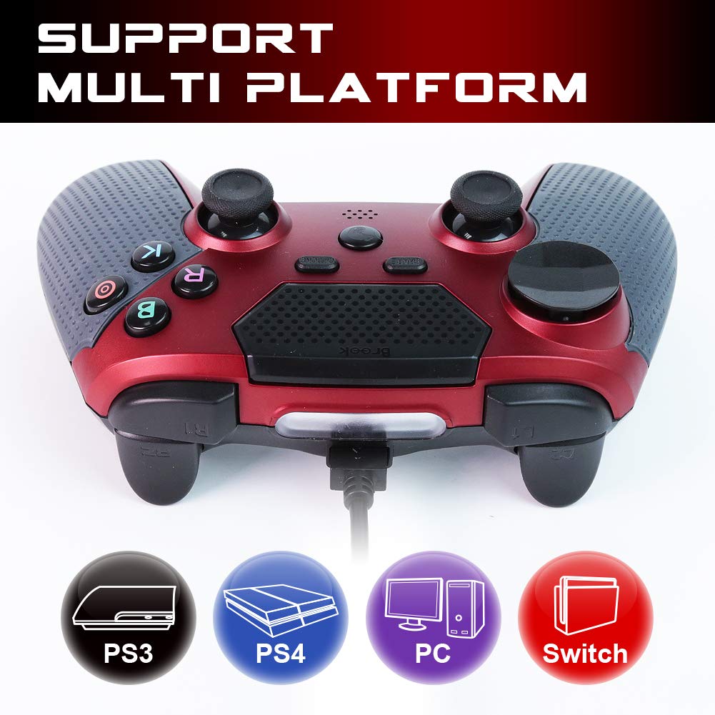 Brook Mars Wired Controller - Zero-Delay High Performance, For PS4 Gaming Controller, Gamepad with Touchpad for PS3 PS4 PC NS, Support Motion Control,Gyro axis, Rumble function, Vibration