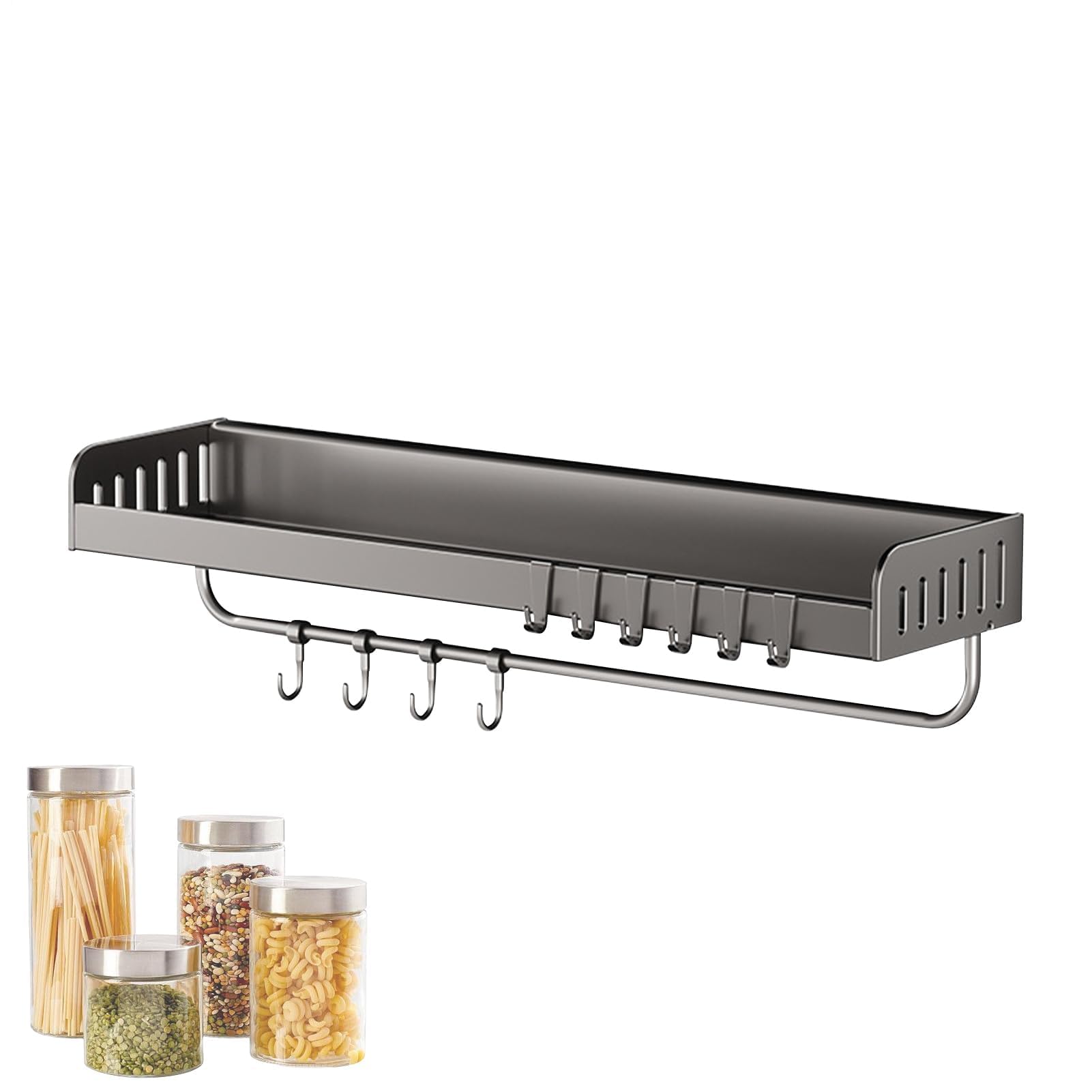 GTHTUHFD Magnetic Kitchen Shelf Wallmounted Stainless Steel Rack For Cabinets Dining Room Nodrill Installation Spice Organizer For Cooktops And Spices