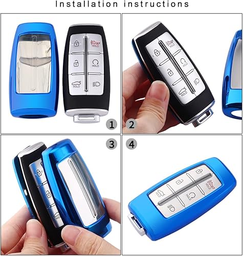 Miniatura 5 de Funda protectora de TPU para llavero Hyundai Genesis GV80 GV90 G70 G80 G90 GV70 Smart Keyless Entry Key Fob (morado)