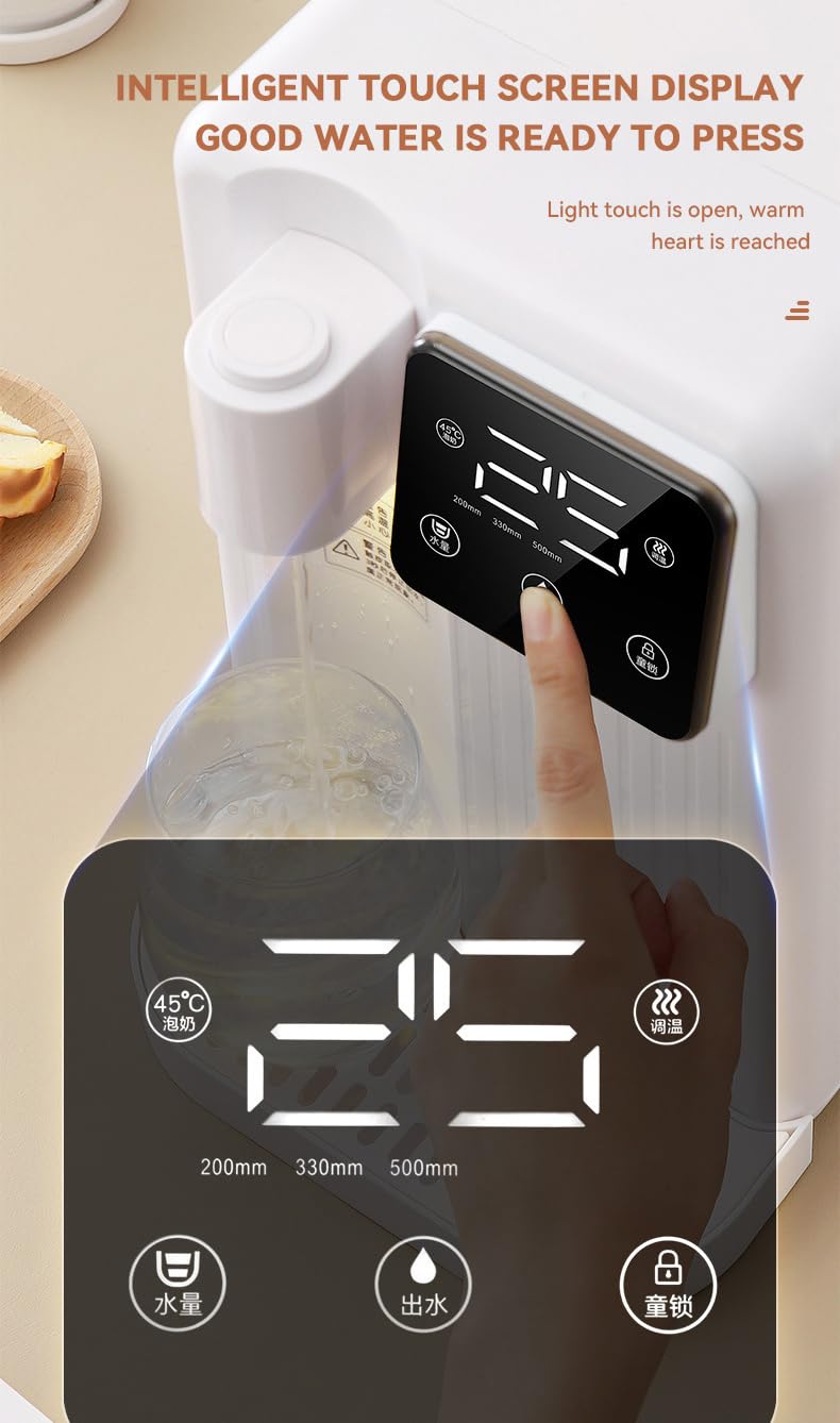 Distributore Istantaneo di Acqua Calda, Distributore Istantaneo di Acqua Calda da Tavolo da 2000 W con Touch Screen, 12 Temperature e 3 Impostazioni di Volume, Filtro dell'Acqua da Piano di Lavoro