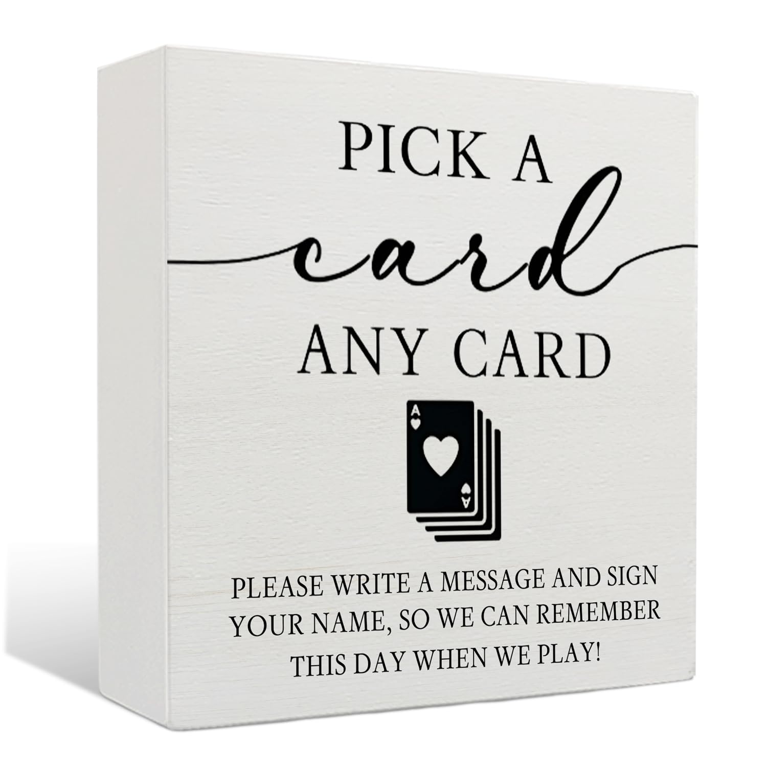 Ensound A3131 Wedding Guestbook Wooden Sign - Wedding Guest Book Signs,Playing Card Guest Book Signs For Wedding,Guestbook Sign,5X5 Inch