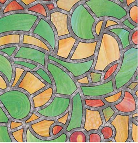 Bunte Fensterfolie Reims Adhesive - Klebefilm Bleiglas Look 0,67 m x 2 m...