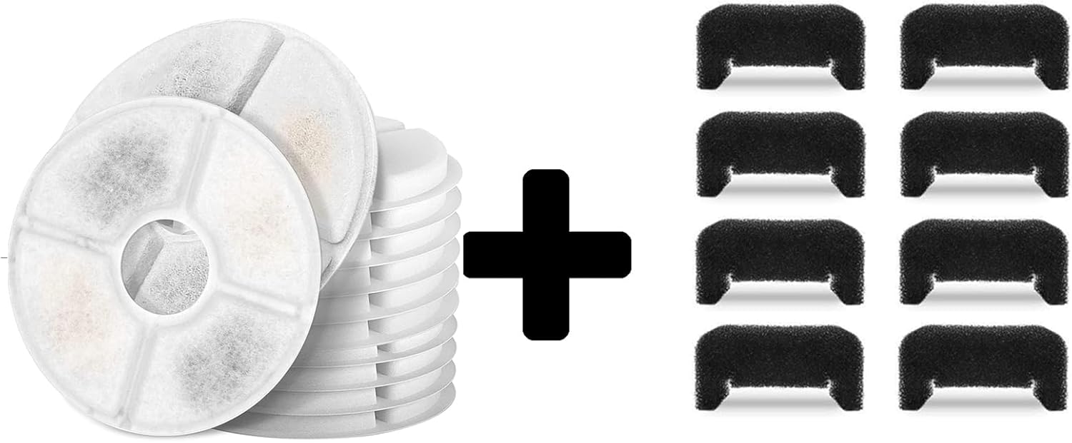 Pack of 12 Pet Fountain Filters and Pack of 8 Sponges