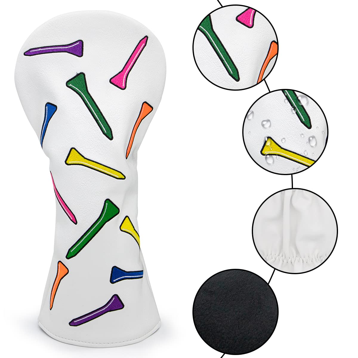 Montela Golf Copri club, Colorato Birdie Tee 3 Legno Headcover Driver Headcover Fairway Wood Head Covers Hybrid Headcover in Pelle Golf Head Cover per Odyssey Scotty Cameron Taylormade
