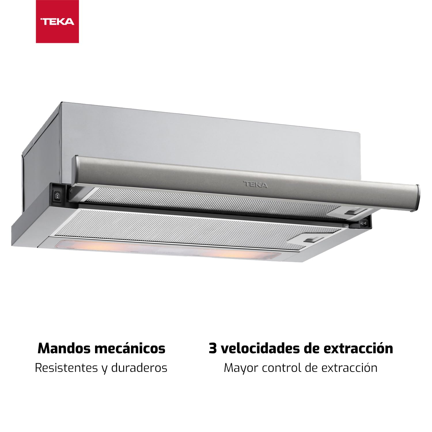 TEKA Campana Extensible 70 cm, Telescópica Extraplana 3 Velocidades, 2 Lámparas LED, Filtros Metálicos Recirculación CNL 1C Frente Inox, TL 7420.2 IX