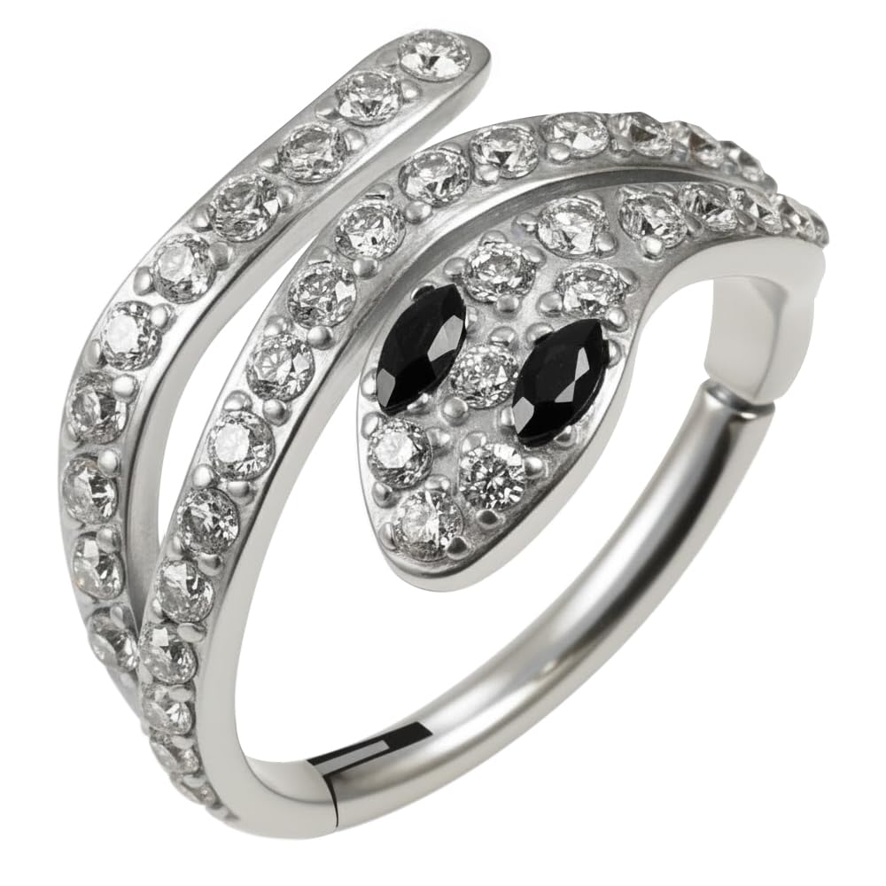 Anello a scatto con segmento incernierato in acciaio chirurgico 316L con zirconia cubica, per cartilagine, per daith, anello da camera, elice, calibro 16