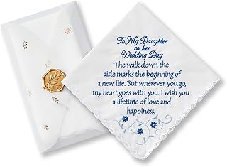 TRULIVA Something Blue for Bride, Mother to Daughter Wedding Gift, Handkerchief for Happy Tears, 12" x 12"