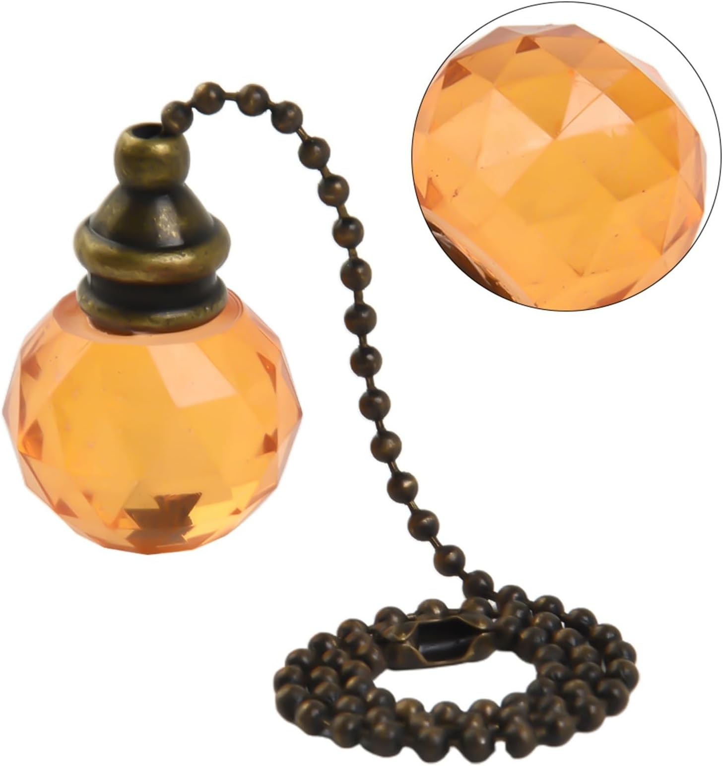 Style Bathroom Light Pull Chain Cord Handle with Decorative Pendant, 35 cm Chain Length for Ceiling Pendant or Wall Mounted Switch, Elegant Design Lighting Accessory(Orange)