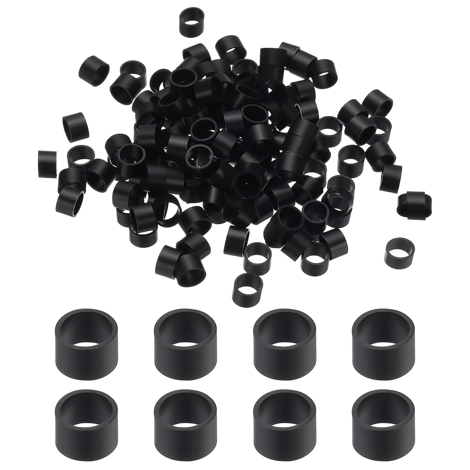 PATIKIL 250Pcs Silicone Cable Ties, 8mm Heavy Duty Small Strong Rubber Bands Silicone Rubber Bands for Cord Management Home Office Organization, Black(12x5x0.6mm)