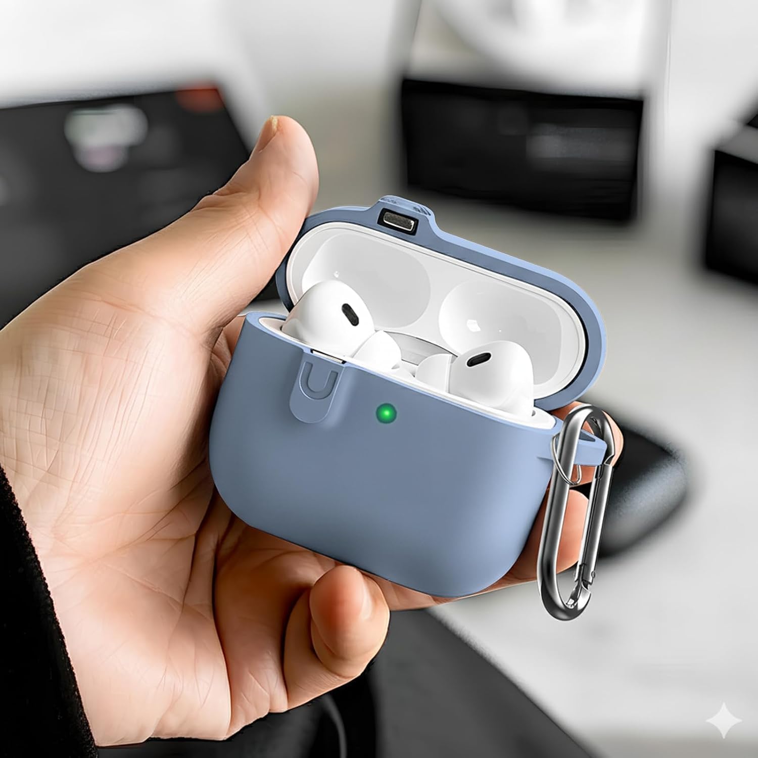 for Airpods 4th Case Cover,Come with Cleaner Kit,Soft Skin Silicone Case Cover with Keychain,Full Protective Case for Men and Women,Compatible with AirPods 4th Generation Case,Magnetic Lilac image 5