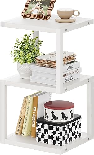 Miniatura 3 de Mesa auxiliar con almacenamiento de 3 niveles, mesa auxiliar en forma de S para espacios pequeños, mesita de noche de 29.5 pulgadas de alto para