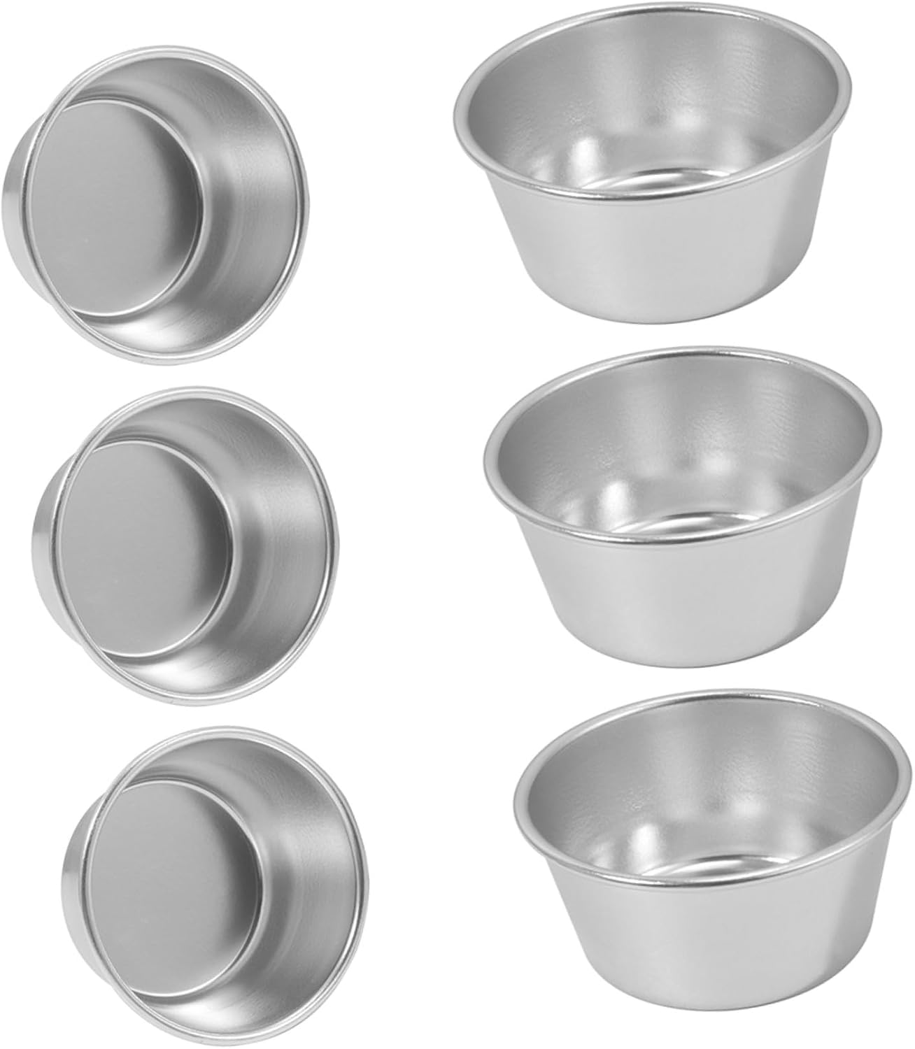 12 Pcs Non Stick Pudding Cups Muffin Cake Baking Non-stick Muffin Cup Cake Baking Pans Mini Pan Washable Tins Aluminum Alloy Silver