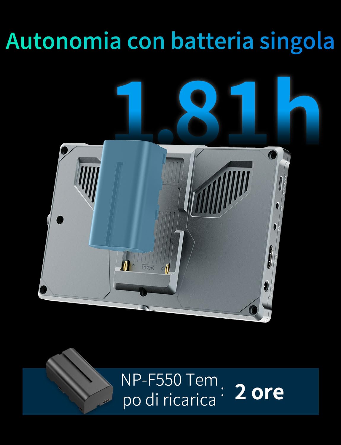FEELWORLD FW759PRO 7 Pollici 400nit Monitor da Campo touchscreen Ingresso/uscita HDMI 4K e monitoraggio della forma d'onda per videografi e creatori di contenuti con con batteria da 2200 mAh e borsa