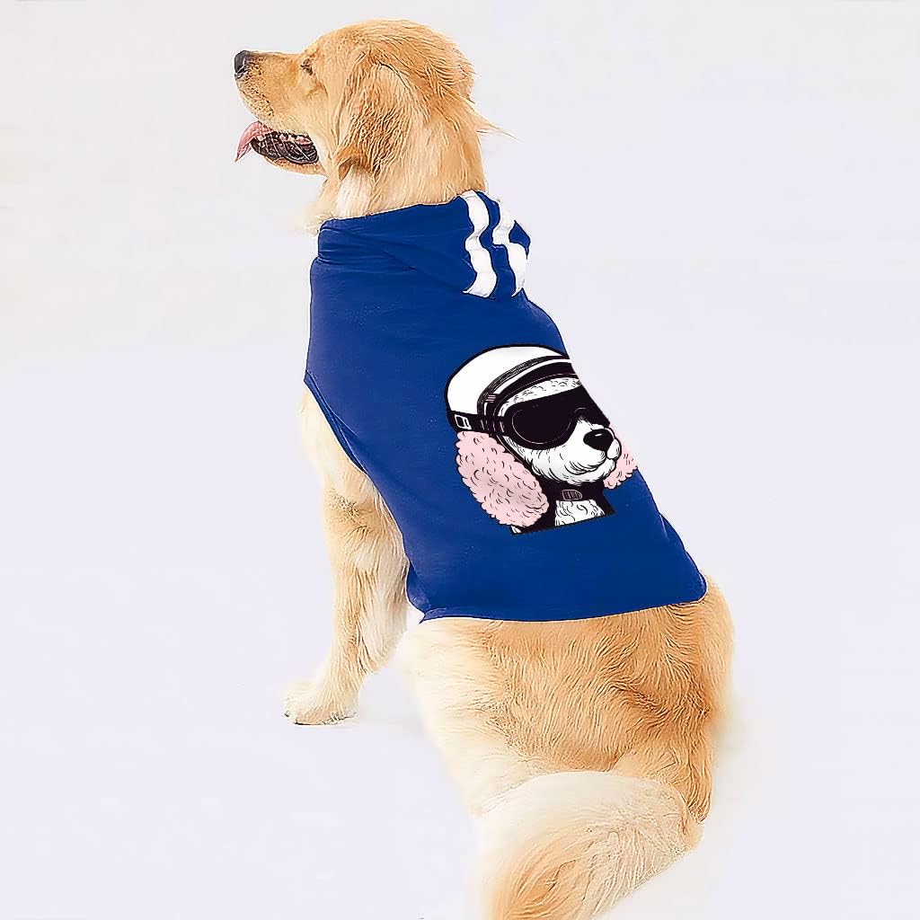 Pilot Print Dog Shirt with Hoodie - Illustration Dog Hoodie - Cool Art Dog Clothing - Gray White, XL