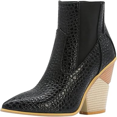 Amazon.com: Botines de tacón alto apilados con punta de cocodrilo para mujer  : Ropa, Zapatos y Joyería