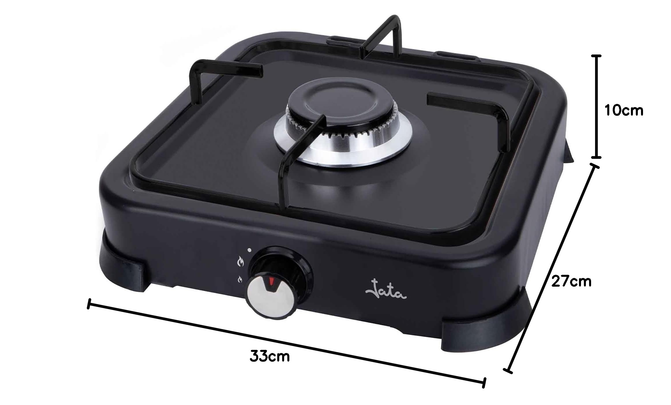 JATA JECG2721 - Fornello a gas portatile a 1 fuoco con grill. Adatto per butano e propano. Con coperchio protettivo rimovibile. Ideale per il campeggio. Occupa poco spazio