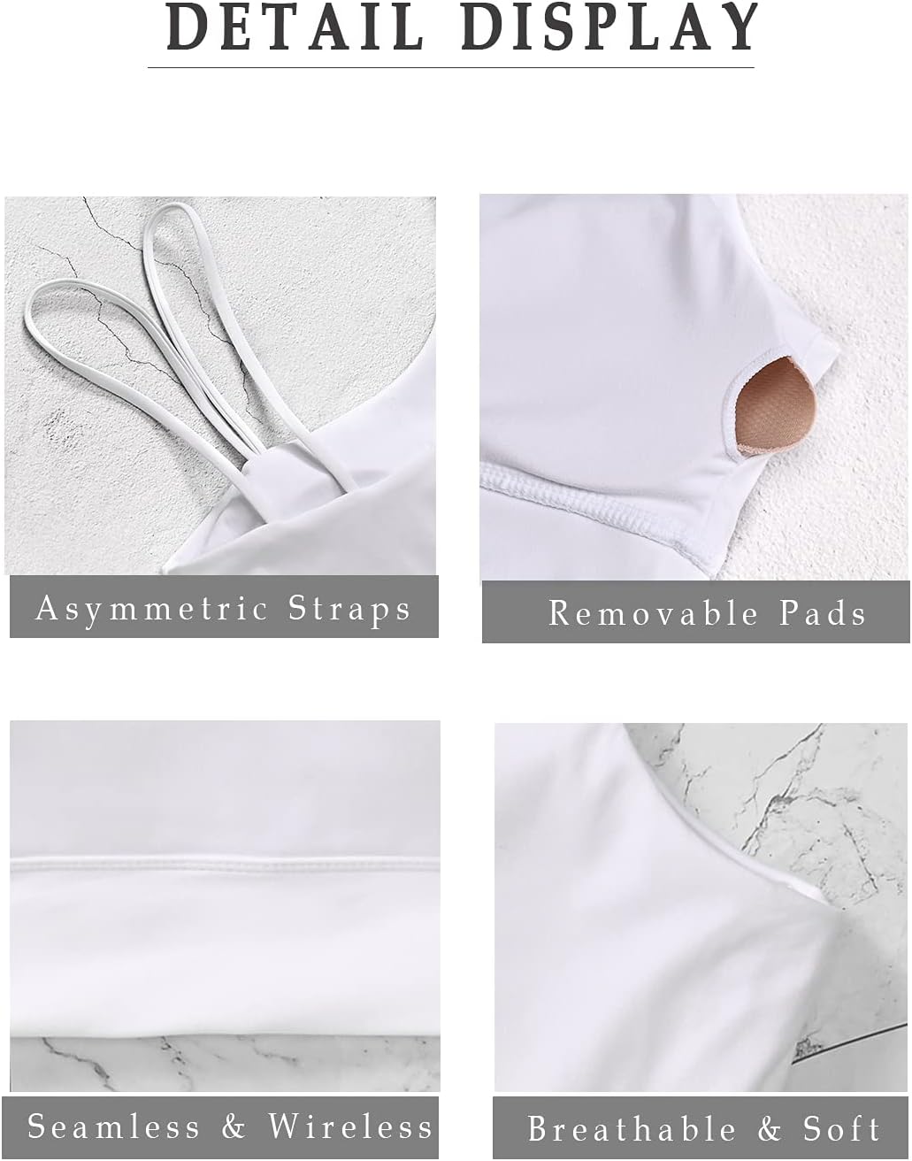 MELYUM Longline Sports Bras for Women One Shoulder Workout Tank Tops with Built in Bra Supportive Crop Yoga Top Padded - Image 6