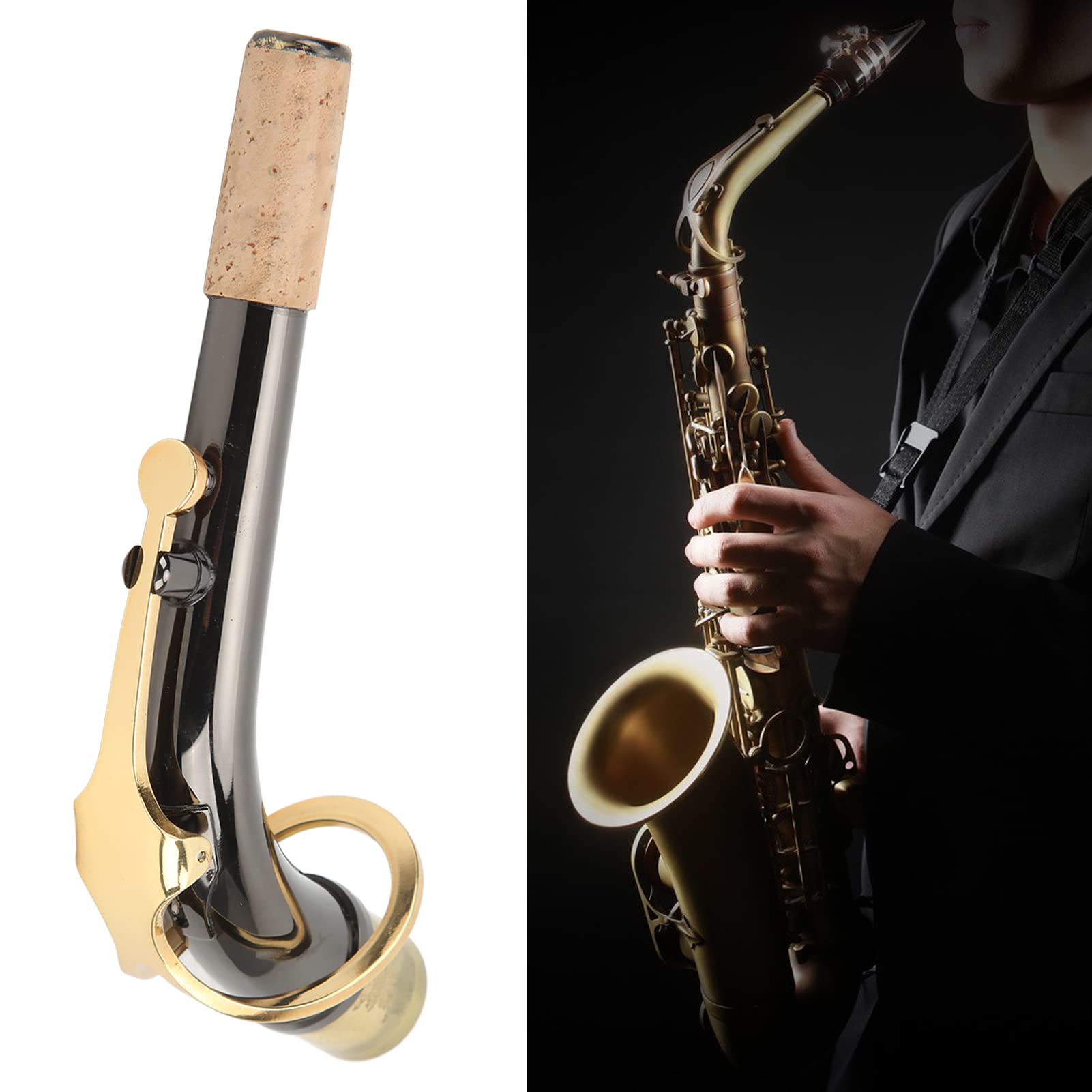 Sax Bend Neck, Accessorio per Sassofoni in Sughero in Metallo Nichelato per Sassofono Contralto