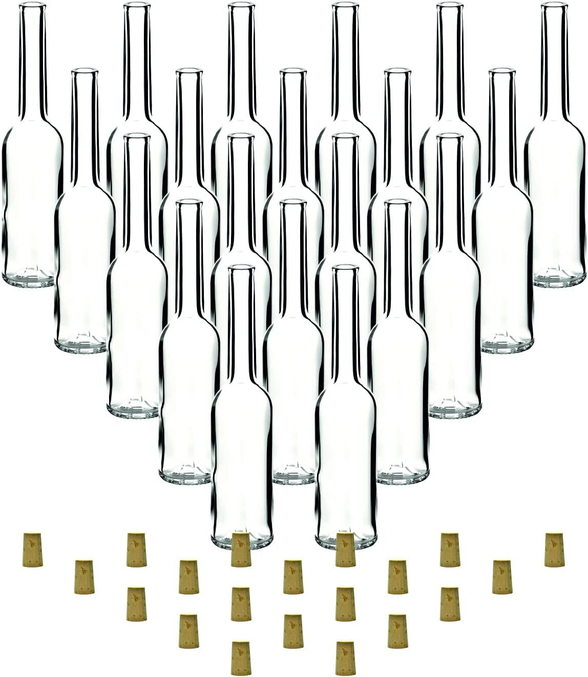gouveo set of 20 Opera Empty Glass Bottles With Corks to Fill Yourself Liquor Bottle Bottle 100ml