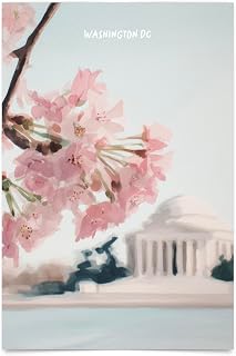 Washington DC Cherry Blossom Postcard Set, Jefferson Memorial Cherry Blossoms, Spring Postcard, Unique Washington DC Gift And Souvenir, 4x6 Inches (Set of 3 Cards)