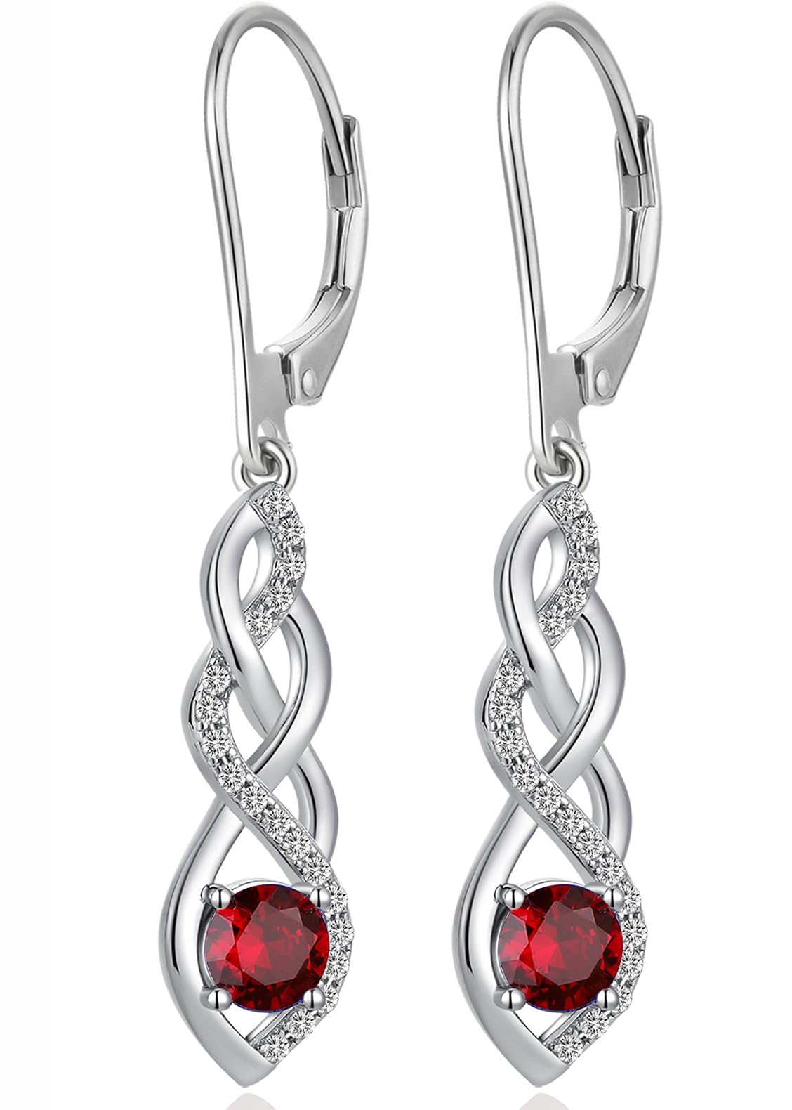 jiamiaoi 18K Weißgold plattiert Herz Ohrringe Silber 925 Hängend Sterling Silber Ohrringe Unendlichkeit Infinity Ohrringe Lang Hängend Damen Diamant Ohrringe Silber Hängend